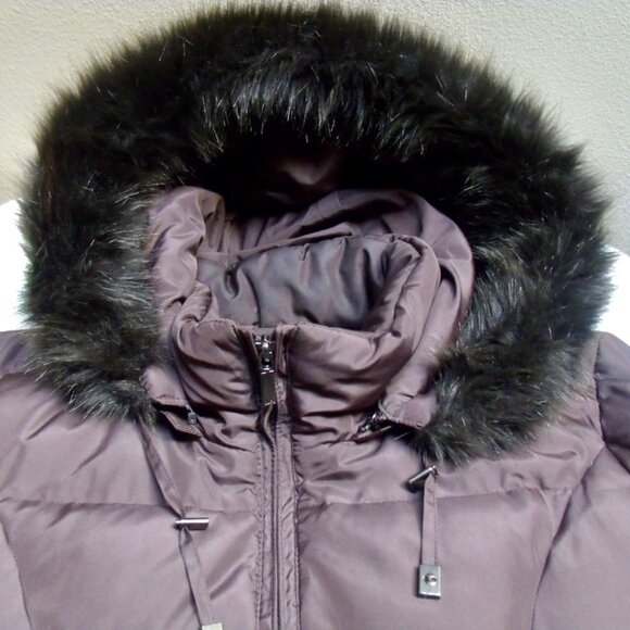 MICHAEL by Michael Kors Long Down Puffer Jacket Faux Fur Hood Sz LG - Picture 5 of 15